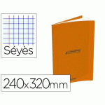 LOT DE 3 - CAHIER CONQUERANT CLASSIQUE AGRAFE 240X320MM 96 PAGES SEYES 90G COUVERTURE CARTE RECYCLEE COLORIS ORANGE