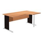 BUREAU COMPACT RETOUR À DROITE PRONTO HÊTRE - L. 160 X P. 100 CM - PLATEAU HÊTRE - PIEDS L NOIR