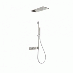 KIT DE DOUCHE THERMOSTATIQUE ET ENCASTRÉ BLOCK SYSTEM AVEC FERMETURE ET RÉGLAGE DU DÉBIT (2 VOIES) - TRES 20725210AC ACIER