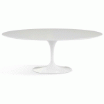 TABLE TULIPE OVALE BLANC MAT ET PIED BLANC BRILLANT 180 CM