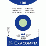 LOT DE 10 - PAQUET 100 FICHES SOUS FILM - BRISTOL UNI NON PERFORÉ 210X297MM - VERT