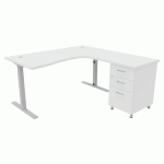 PACK BUREAU+CAISS IDEA ASYM. RET. À DROITE 180 CM BLANC/ALU - QUADRIFOGLIO