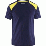 T-SHIRT MARINE/JAUNE FLUORESCENT TAILLE XS - 337910428833XS - BLAKLADER