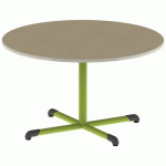 TABLE BANDANA ROND Ø120 T5 PC STR POLY. HM. BEIGE/VERT AC - MOBIDECOR