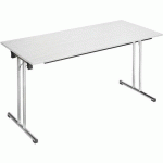 TABLE PLIANTE CHROMELINE 140 X 70 CM GRIS PIED CHROMÉ