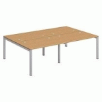 PÔLE 4 BUREAUX L 240 CM PLATEAUX HÊTRE, PIÈTEMENT MÉTAL - TEAM LINE ALUMINIUM