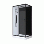 CABINE DE DOUCHE 110 X 80 CM NOIRE POZZY 4 - PORTE COULISSANTE AURLANE