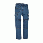 JEANS DE TRAVAIL BLEU 100% COTON WOOPY - MULTIPOCHES ET DOS REHAUSSÉ - TAILLE 42 KIPLAY
