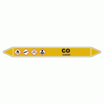 LOT DE 3 - MARQUEUR DE TUYAU - MONOXYDE DE CARBONE - VINYLE LAMINÉ 250 X 26 MM
