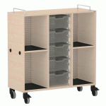 MEUBLE BAS SHIFT+ LANDSCAPE MÉLA POUR CARTABLES 4 CASES - ÉRABLE - GRIS TERRE - MANUTAN COLLECTIVITÉS