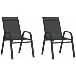 CHAISES EMPILABLES DE JARDIN 2 PCS NOIR TISSU TEXTILÈNE