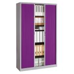 ARMOIRE MÉTAL CLASSTOUT COLOR - A RIDEAUX - L. 120 - H. 198 - CORPS ALUMINIUM  - RIDEAUX PRUNE