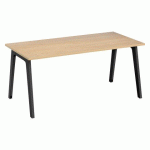 BUREAU DROIT EDEN ARCHE CHÊNE CLAIR L 180 CM AVEC GOULOTTE PIED ANTHRACITE