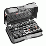 COFFRET DE DOUILLES 1/4'' HEXAGONALES 6 PANS MÉTRIQUES ET EMBOUTS 37 PIÈCES - FACOM - R.161-6P6HXPB