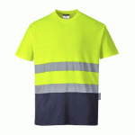 LOT DE 2 - PORTWEST S173 T-SHIRT COTON BICOLORE JAUNE/MARINE - TAILLE S