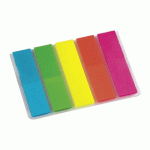 MARQUE-PAGES ÉTROIT PLASTIQUE BRUNEAU COULEURS VIVES - DISTRIBUTEUR DE 125 FEUILLES