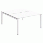 PÔLE 2 BUREAUX DROITS ARKO L 140 X P 168 CM PLATEAUX BLANC PIÈTEMENT MÉTAL ARCHE BLANC