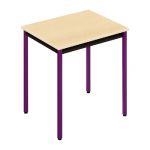 TABLE POLYVALENTE DROIT - L. 70 X P. 60 CM - PLATEAU ERABLE - PIEDS PRUNE