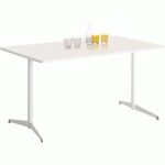 TABLE TAMARIS 140 X 80 PL.BLANC/BLANC PIET.BLANC/ARGENT - CLEN
