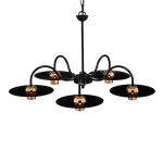 LAMKUR SUSPENSION YORIK, À CINQ LAMPES, NOIRE/CUIVRÉE