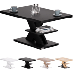TABLE BASSE 90X60X45CM TABLE DE SALON 50KG TABLE BASSE MODERNE DESIGN RANGEMENT INTÉRIEUR NOIR - CASARIA