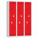 VESTIAIRE EN L 3 COLONNES 400MM MORAILLON ROUGE - VINCO