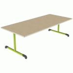 TABLE BANDANA 180X80 T2 DL STR POLY. HÊTRE MIEL BEIG/VERT AC - MOBIDECOR