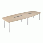 TABLE MODULABLE BELEM 14 PERSONNES L 380 X P 140 CM CHÊNE CLAIR/BLANC.