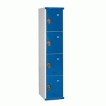 VESTIAIRE COLONNE 4 CASES MONOBLOC BLEU
