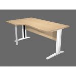 BUREAU COMPACT PRONTO TENDANCE- RETOUR À GAUCHE L.160 X P.100 CM - PLATEAU CHÊNE - PIEDS L ALUMINIUM