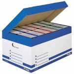 LOT DE 25 - CAISSE ARCHIVES CARTON BRUNEAU - H 27 X L 55 X P 36 CM - HAUTE RÉSISTANCE - BLEUE