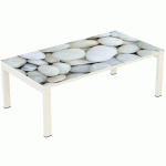 TABLE BASSE EASY OFFICE 114X60 CM PIED BLANC PLATEAU GALETS - MANUTAN COLLECTIVITÉS