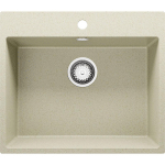 VIER CUSINE EN GRANIT 58X50 CM LAVABO CUISINE 1 BAC + KIT DE VIDAGE, ÉVIER AU MEUBLE 60CM ÉVIER À ENCASTRER DE PRIMAGRAN BEIGE - BEIGE