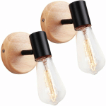 WOTTES - 2PCS APPLIQUE MURALE RÉTRO MÉTAL ROTATIVE E27 LAMPE MURALE INTÉRIEURE INDUSTRIELLE POUR CHAMBRE SALON CUISINE NOIR - NOIR