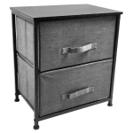 ARMOIRE EN TISSU PLIABLE TABLE DE CHEVET EN TISSU ARMOIRE DÉCORATIVE EN TISSU GRIS 2 TIROIRS