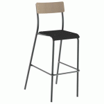 CHAISE BAR ANDRÉ H80 ASSISE NOIR ÉBÈNE DOS HÊTRE PIÈT TRPT - MOBIDECOR