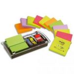 POST-IT SUPPORT MILLENIUM+12BLOCS ZNOTES 7,6X7,6CM COLORIS NÉON+1 CARTE 10 INDEX STANDARD 2,54CM DS100-VP