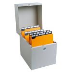 BOÎTE À FICHES METALIB - CLASSEMENT DE 500 FICHES VERTICALES - 148X105MM À 150X105MM - GRIS