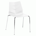 LOT DE 2 - CHAISE KLASS BLANC - PIEDS MÉTAL CHROMÉ