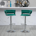 LOT DE 2 TABOURETS DE BAR PIVOTANTS CHAISES DE COMPTOIR RÉGLABLES AVEC REPOSE-PIEDS POUR LA CUISINE, LA SALLE À MANGER VERT