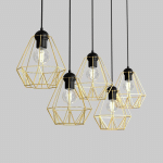 LUMINEX SUSPENSION JIN, NOIR/LAITON, 5 LAMPES, LINÉAIRE