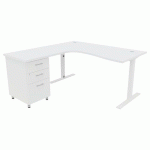 PACK BUREAU+CAISS IDEA ASYM. RET. À GAUCHE 180 CM BLANC/BLANC - QUADRIFOGLIO