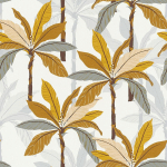 PAPIER PEINT TROPICAL PALMIER COLORÉ POUR ENTRÉE | PAPIER PEINT TROPICAL JAUNE GRIS BLANC | TAPISSERIE PALMIER POUR SALON MODERNE - 10,05 X 0,53 M