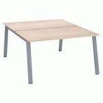 PÔLE DE 2 BUREAUX DROITS CHÊNE CLAIR L 140 X P 80 CM PIÉTEMENT MÉTAL ALUMINIUM - ARCH