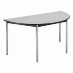 TABLE RÉUNION GRIS/CHROME DEMI ROND PIEDS VÉRINS