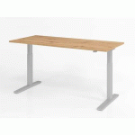 BUREAU ASSIS-DEBOUT SÉRIE XMKA-180X80CM-CHÊNE AMBRÉ-ARGENT - HAMMERBACHER