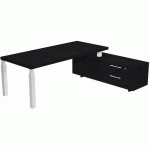 BUREAU CONSOLE ET PIED MÉTAL CARRÉ ROYAL 225CM - NOIR BLANC - ARTARREDI