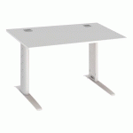 BUREAU DROIT EXCELLENS L 120 CM BLANC RÉGLABLE EN HAUTEUR PIÉTEMENT MÉTAL BLANC