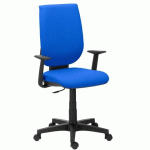 CHAISE DE BUREAU NAO TISSU BLEU - DOSSIER HAUT ACCOUDOIRS FIXES - MÉCANISME CONTACT PERMANENT - PIEDS NOIRS