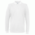 COTTOVER POLO PIQUE MANCHES LONGUES HOMME - CERTIFIÉ GOTS BLANC - TAILLE L